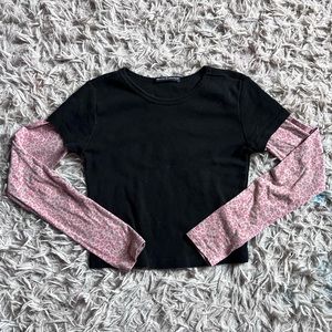 Brandy Melville pink cheetah sleeved, long sleeve top